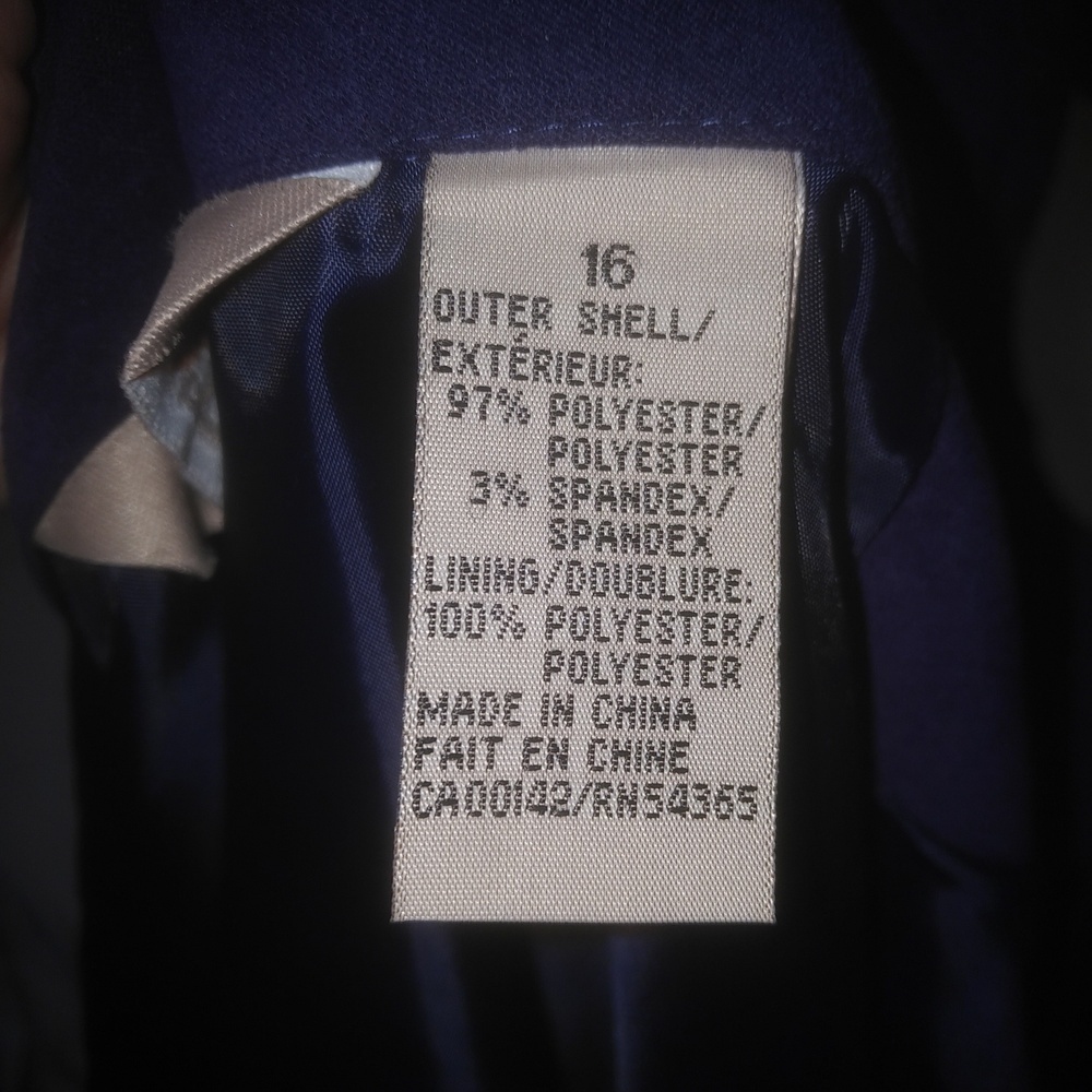 TanJay Navy Colour Block Floral Embroidered Faux Suede Jacket Shell Size 16 - Picture 12 of 13